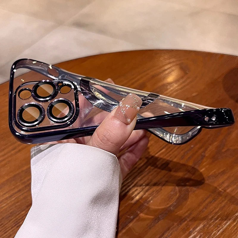 Plating Soft TPU Full Lens Protect Case for iPhone 13 14 12 11 15 Pro Max Plus Magsafe Magnetic Phone Case Wireless Charge Cover