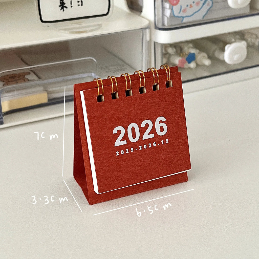 2026 Mini Simple Desk Calendar - Creative Spiral-Bound Calendar for Desktop Decoration & Office Stationery