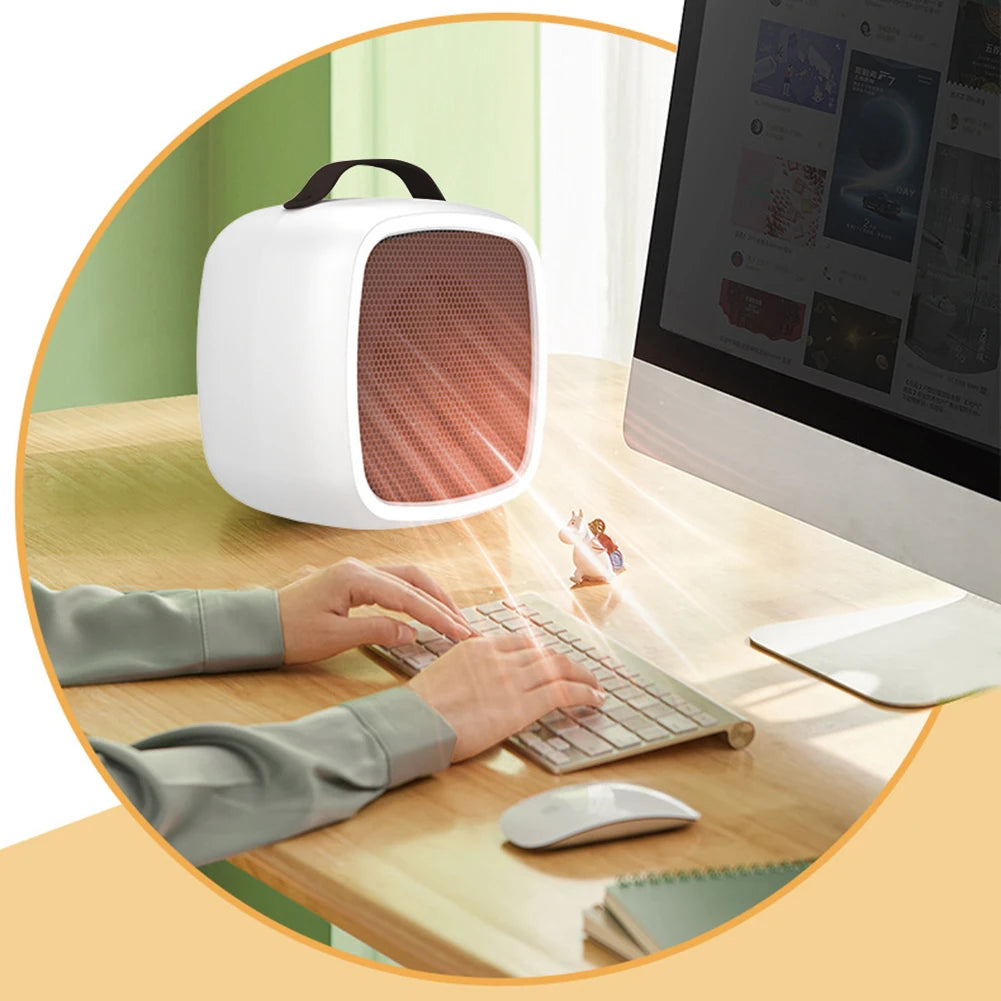Portable Mini Heaters Household Desktop Mutes Fast Heating Warmer Fan 500W PTC-Ceramic Warm Air Heaters for Indoor Office Winter