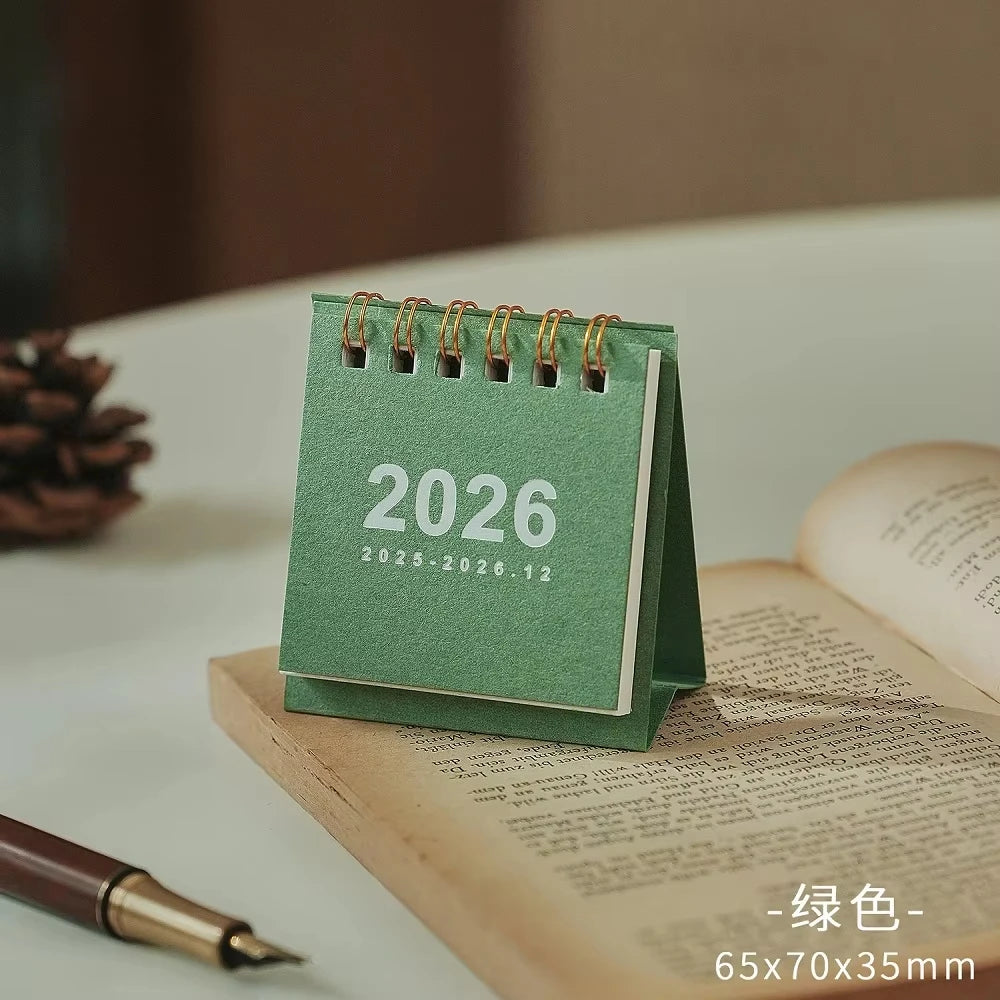 2026 Mini Simple Desk Calendar - Creative Spiral-Bound Calendar for Desktop Decoration & Office Stationery